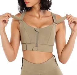 Sport Oberteile Damen BH Yoga Bra mit Gepolstert Nahtlose Gekreuzter Rücken Polsterung Hohe Belastung Sportbekleidung Active hohe Stützkraft Klettverschluss Riemchen Sportbh Activewear von SEAUR