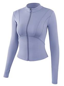 Yoga Kleidung Damen Voll Zip Sport Slim Fit Sweatshirt Sinn für Linie Sportbekleidung Laufshirt mit Daumenlöchern für Running Athletic Workout von SEAUR