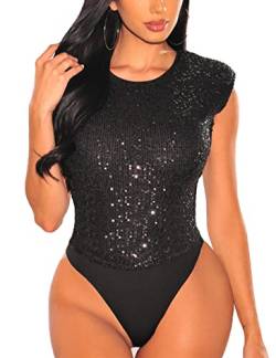 SEBOWEL Bodys für Damen Langarm Sexy Bodysuit Mesh Body Schwarz(M,Schwarz) von SEBOWEL