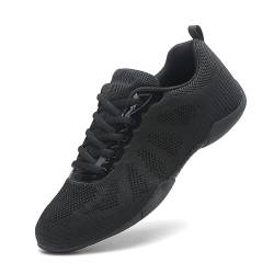 SECHRITE Cheerleading Cheer Schuhe Damen Mädchen Tanz Turnschuhe Dance Sneaker Schwarz Jazz Tanzschuhe Yoga Training Aerobic Schnürschuhe Schwarz 29 EU von SECHRITE