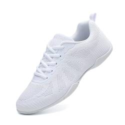 SECHRITE Cheerleading Cheer Schuhe Damen Mädchen Tanz Turnschuhe Dance Sneaker Weiß Jazz Tanzschuhe Yoga Training Aerobic Schnürschuhe Weiß 28 EU von SECHRITE