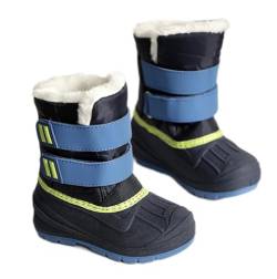 SECHRITE Schneestiefel Mädchen Jungen Winterstiefel Gefüttert Kinder Gummistiefel Für Schneeschuh Winter Wasserdicht Winterboots Snowboots Marine 24 EU von SECHRITE