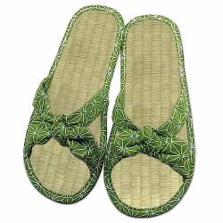 Sommer Bambus Flip Flops aus Stroh Damen Bequem Zehentrenner Natürliche Strohpantoffeln Sandalen, Paare Hausschuhe Flipflops, Fashion Silber(Size:38,Color:Grün) von SECXEO