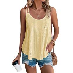 SEDEX Damen-Tops, Sommer-Tops für Damen, ärmellose Westen, runder U-Ausschnitt, Swing-Weste, Tops, lockere Passform, Tank-Tops, lässige T-Shirts, Spaghettiträger, gelb, M von SEDEX