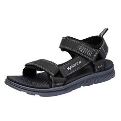 2024 Sommer Herren Leder Sandalen Strand Wandersandale Sommer Bequeme Trekkingschuhe Wanderschuhe Sport Outdoor mit Klettverschluss Beach Geschlossene Sandalen, Grey, Größe 41 von SEEGOU