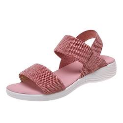 SEEGOU , Sommer, einfarbig, Mesh, atmungsaktiv, flach, Fischmaul, römische Sandalen Orientalische Schuhe Damen (Pink, 37) von SEEGOU