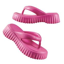 SEEGOU Frau Net rot erhöht Flip-Flops mit dickem Boden im Sommer draußen und trägt einen weichen Boden, tritt auf Sense-Clip-Füße, Stollen-Sandalen-Hausschuhe Schuhe Damen 40,5 Schwarz (Hot Pink, 38) von SEEGOU