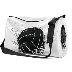 Leder Sport Turnbeutel Volleyball Muster Weekender Tasche für Damen und Herren Handgepäcktasche Ball Bewegung Reise Seesack, Farbig., S von SEEKJOYS
