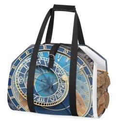 SEEKJOYS Astronomical Clock Pattern Firewood Log Carrier Sturdy Fireplace Wood Carring Bag Ethnic Group Heavy Duty Tote Log Holder for Barbecue Campin von SEEKJOYS
