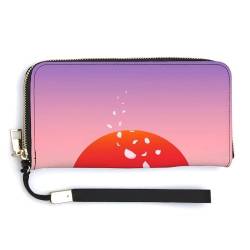 SEEKJOYS Geldbörsen für Frauen Marmor Textur Lange Frauen Geldbörse mit Wristlet Handgelenkschlaufe PU Leder Große Kapazität Multi Karten Fall Damen Geldbörsen, Japanische Rote Sonne, 8X4 in von SEEKJOYS