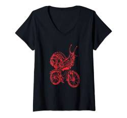Damen SEEMBO Schnecken-Fahrrad Radfahrer Biker Funbike T-Shirt mit V-Ausschnitt von SEEMBO