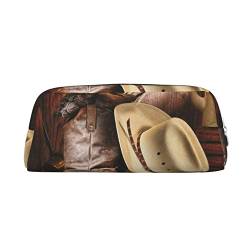 SEFZCXDN Federmäppchen mit Cowboy-Motiv, schwarzer Hut, Westernstiefel, Schreibwaren-Tasche, Mehrzweck-Kosmetiktasche, silber, Einheitsgröße, Kosmetikkoffer von SEFZCXDN