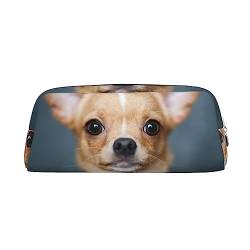 SEFZCXDN Federmäppchen mit niedlichem Chihuahua-Aufdruck, Schreibwaren-Tasche, Mehrzweck-Kosmetiktasche, silber, Einheitsgröße, Kosmetikkoffer von SEFZCXDN