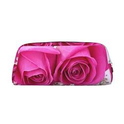 SEFZCXDN Federmäppchen mit rosa Rosen-Aufdruck, Schreibwaren-Tasche, Mehrzweck-Kosmetiktasche für Reisen, silber, Einheitsgröße, Kosmetikkoffer von SEFZCXDN