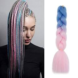 1 Packs Haarverlängerung Crochet Braids Extensions Flechten Hair Braiding Haar Synthetik 24 Zoll Hellblau&Hellrosa von SEGO