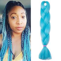 1 Packs Haarverlängerung Crochet Braids Extensions Flechten Hair Braiding Haar Synthetik 24 Zoll Himmelblau-2 von SEGO