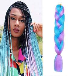 1 Packs Haarverlängerung Crochet Braids Extensions Flechten Hair Braiding Haar Synthetik 24 Zoll Himmelblau & Hellviolett von SEGO