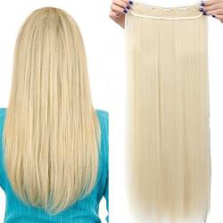 76cm Haarteil Clip in Extensions 1 Tresse 5 Clips Haarverlängerung Human Hair wie Echthaar Glatt Gebleichtes Blond 30"(76cm)-130g von SEGO