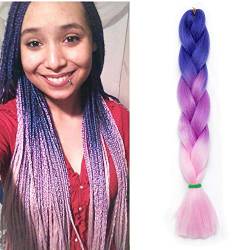 Haarverlängerung Crochet Braids Extensions Flechten Hair Braiding Haar Synthetik 1PCS 24"(60 cm) Königsblau & Lila & Pink von SEGO