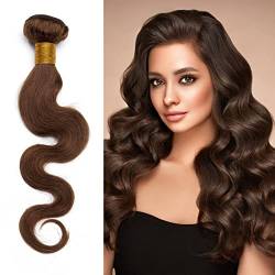 SEGO 16" Echthaar Tressen 1 Bundle Weave Human Hair Brazilian Extensions Body Wave Virgin 100% Unprocessed Echthaar Haarverlängerung Mittelbraun-1 von SEGO