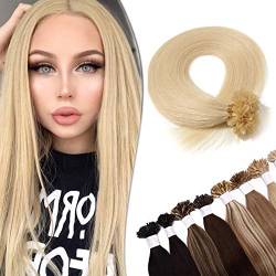 SEGO Bondings Extensions Echthaar 0.5g/Strähnen Haarverlängerung Keratin U-Tip Glue 100 Strähnen 100% Remy Human Haar Hellblond#613-1 56 cm (50 g) von SEGO