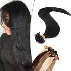 SEGO Bondings Extensions Echthaar 0.8G/Strähnen 50g Keratin U-Tip 100% Remy Human Hair Haarverlängerung 50 Strähnen Schwarz#1 14"(35cm)-40g von SEGO