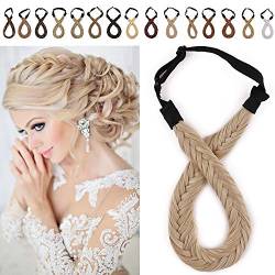 SEGO Braids Extensions Stirnband Haarband geflochtene Haarverlängerung Haarteil verstellbare Stretch Französisch Flechten Haar Beauty-Accessoire für Frauen Dark Blonde Mix Bleichblond Stil A-Fest von SEGO