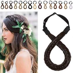 SEGO Braids Extensions Stirnband Haarband geflochtene Haarverlängerung Haarteil verstellbare Stretch Französisch Flechten Haar Beauty-Accessoire für Frauen Dunkelbraun Stil A-Fest von SEGO