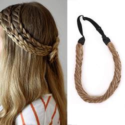 SEGO Braids Extensions Stirnband Haarband geflochtene Haarverlängerung Haarteil verstellbare Stretch Französisch Flechten Haar Beauty-Accessoire für Frauen Hellbraun & Aschblond Stil B-Lose von SEGO