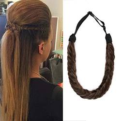 SEGO Braids Extensions Stirnband Haarband geflochtene Haarverlängerung Haarteil verstellbare Stretch Französisch Flechten Haar Beauty-Accessoire für Frauen Kastanienbraun & Aschbraun Stil B-Lose von SEGO