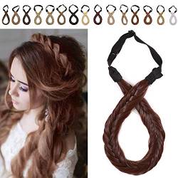 SEGO Braids Extensions Stirnband Haarband geflochtene Haarverlängerung Haarteil verstellbare Stretch Französisch Flechten Haar Beauty-Accessoire für Frauen Rotbraun Stil A-Fest von SEGO