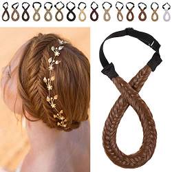 SEGO Braids Extensions Stirnband Haarband geflochtene Haarverlängerung Haarteil verstellbare Stretch Französisch Flechten Haar Beauty-Accessoire für Frauen Weissbraun Stil A-Fest von SEGO