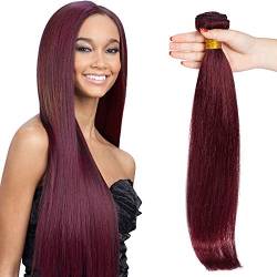 SEGO Brazilian Human Hair Bundles Straight Virgin Weave Brasilianisch Extensions 100% Echthaar Weinrot 16" Bundle von SEGO