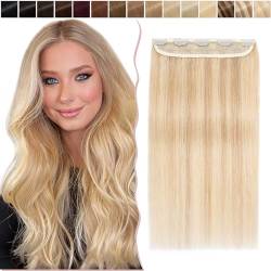 SEGO Clip in Haar Extensions Echthaar Haarverlängerungen ein Tresse 5 Clips Haarverdichtung Haarteil 100% Remy Human Hair Honigblond/Hellblond #18p613 12"(30cm)-40g von SEGO