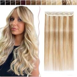 SEGO Clip in Haar Extensions Echthaar Haarverlängerungen ein Tresse 5 Clips Haarverdichtung Haarteil 100% Remy Human Hair Weissbraun/Hellblond #12p613 10"(25cm)-40g von SEGO