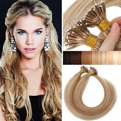 SEGO Echthaar Nanoring Extension 1g Loop Haarverlängerung Haarteile 50 Strähnen 7A 100% Remy Human Haar Glatt 24"(60cm)-50g Weissbraun/Hellblond #12p613 von SEGO