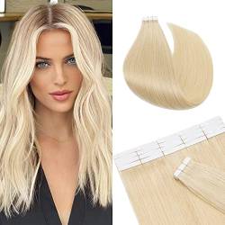 SEGO Echthaar Tape in Extensions Haarverlängerung Invisible Seamless Haarteile Skin Weft Menschenhaarverlängerung Klebestreifen Hellblond#613 30 cm (20 Stück) von SEGO