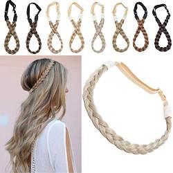 SEGO Extensions Haarband geflochtene Braids Haar Haarverlängerung verstellbare Stirnband elastische Stretch Haarteil Beauty-Accessoire für Frauen Sandy Blonde & Blond Bleichen S-1.5cm（0.6") -27g von SEGO