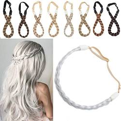 SEGO Extensions Haarband geflochtene Braids Haar Haarverlängerung verstellbare Stirnband elastische Stretch Haarteil Beauty-Accessoire für Frauen Silber-Grau S-1.5cm（0.6") -27g von SEGO