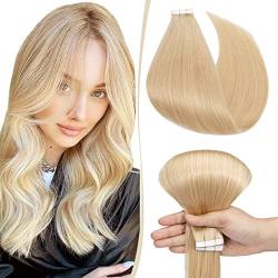 SEGO Extensions Tape Echthaar Haarverlängerung 10 Tressen Klebeband 25g Haarteile 7A Glatt 100% Remy Human Haar Mittelblond#24-1 45.72 cm (25 g) von SEGO