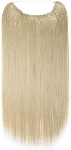 SEGO Haarteil Extensions Haarverlängerung ein Tresse mit Unsichtbarer Draht Haare Haarverdichtung Glatt 61 cm Gebleichtes Blond-2 von SEGO
