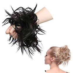 SEGO Haarteil Haargummi lockig Hochsteckfrisur Haarknoten Haarband Haar Extension natürlich 45G Dunkelbraun #4A von SEGO