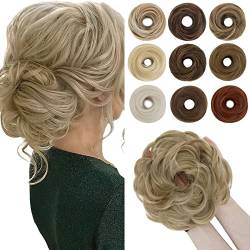 SEGO Haarteil mit Gummiband Große Dutt Haarteile Haargummi mit Haaren Extensions Pferdeschwanz Zopf für Damen (55 G) Mittelblond von SEGO