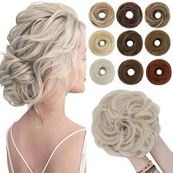 SEGO Haarteil mit Gummiband Große Dutt Haarteile Haargummi mit Haaren Haarverlängerung Ponytail Zopf Hair Bun für Damen (55 G) Platinumblond von SEGO