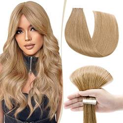 SEGO Tape Extensions Echthaar Haarverlängerung 10 Tressen Klebeband 25g Haarteile 7A Glatt 100% Remy Human Haar Honigblond#27-1 50.8 cm (25 g) von SEGO