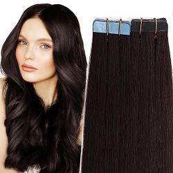 SEGO Tape Extensions Echthaar Haarverlängerung 20 Tressen/30 g Klebeband Band in Haarverlängerung Kleber Haarteile Hair 16"(40cm)-30g Dunkelbraun#2-1 von SEGO