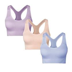 SEGRILA Sport BH Damen Bustier Ohne Bügel Racerback Gepolstert Yoga Fitness Training Rosa,Lila,Blau, L von SEGRILA