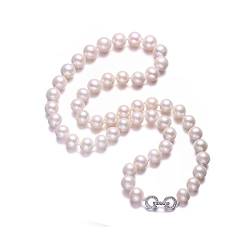 Perlenketten, Halsketten Elegante runde Perlenkette, Halskette mit natürlichen Süßwasserperlen for Frauen, feiner Perlenschmuck, Glücksbringer (Farbe: Weiß, Größe: 90 cm_9–10 mm) (Color : White, Siz von SEIBES