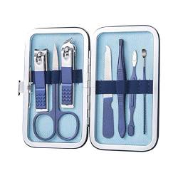 Maniküre-Set, professionelles Nagelknipser-Set, Pediküre-Pflege-Werkzeug, 7-teiliges Edelstahl-Pflegewerkzeug mit blauer Box für Reisen oder Zuhause von SEIWEI