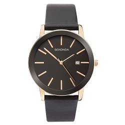 SEKONDA 1837 Men's Black Leather Watch von SEKONDA